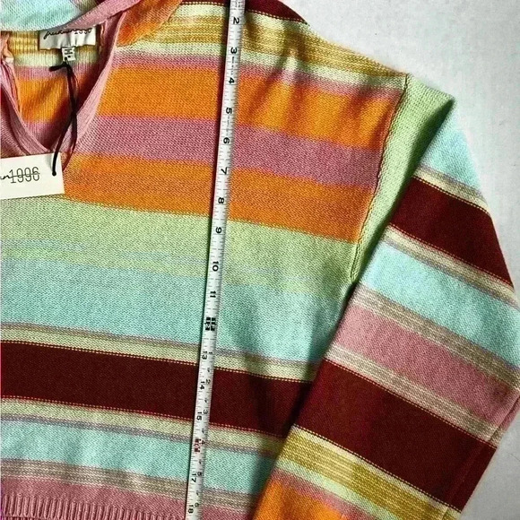 Freshman 1996 Multi-Colored Striped Hoodie Cropped Sweater size Medium NEW - Picture 5 of 8